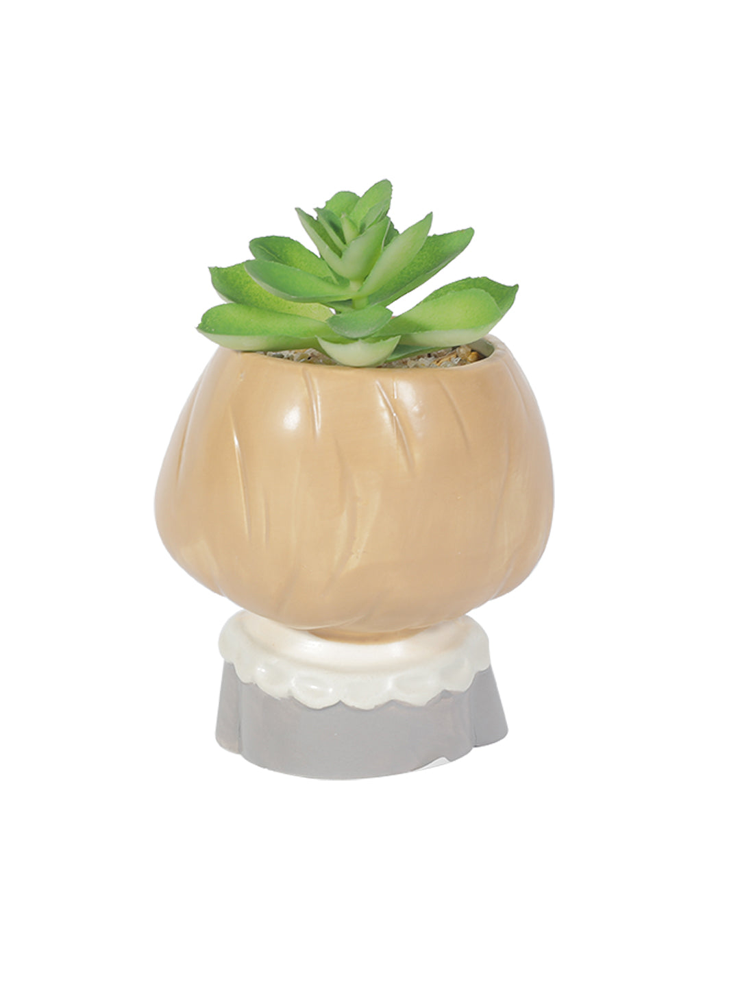 VON CASA Lady Face Artificial Planter Pot With Green Flower