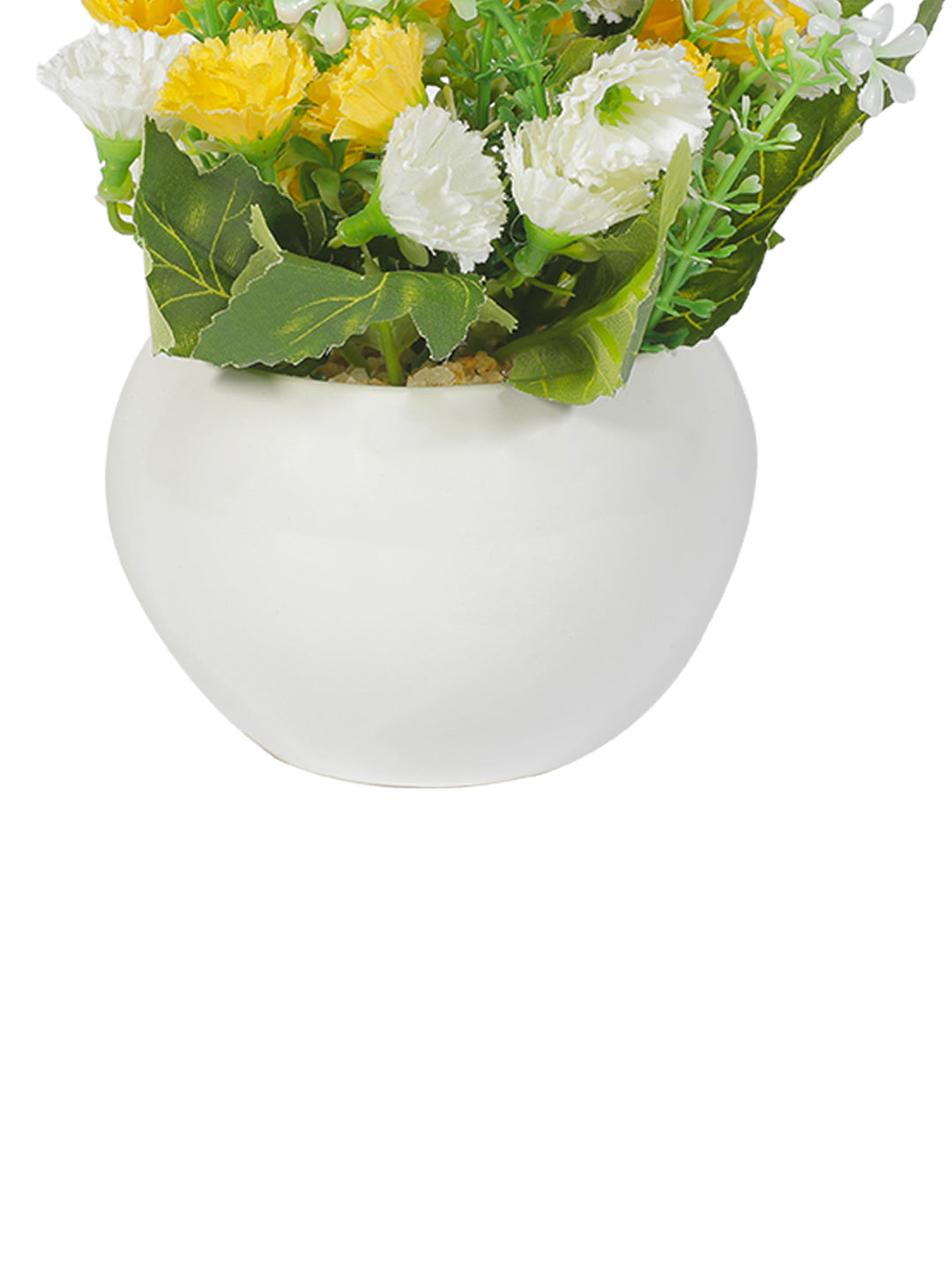VON CASA Round Plastic Yellow Flower With Pot