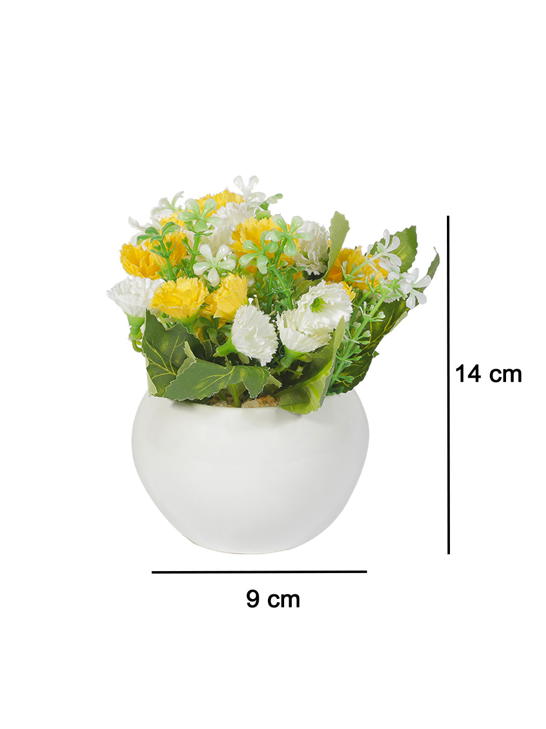 VON CASA Round Plastic Yellow Flower With Pot