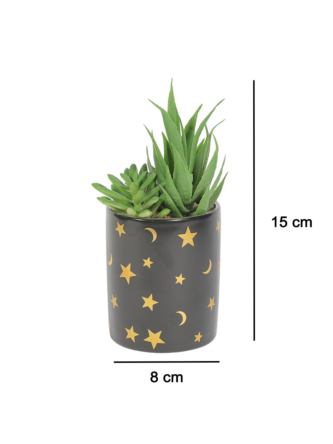 VON CASA Fake Aloevera Planter Pot - Black