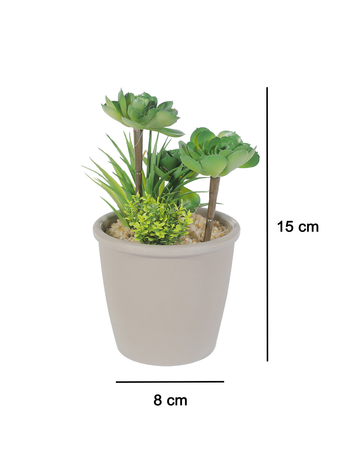 VON CASA Fake Mini Succulent Plant Pot - Grey