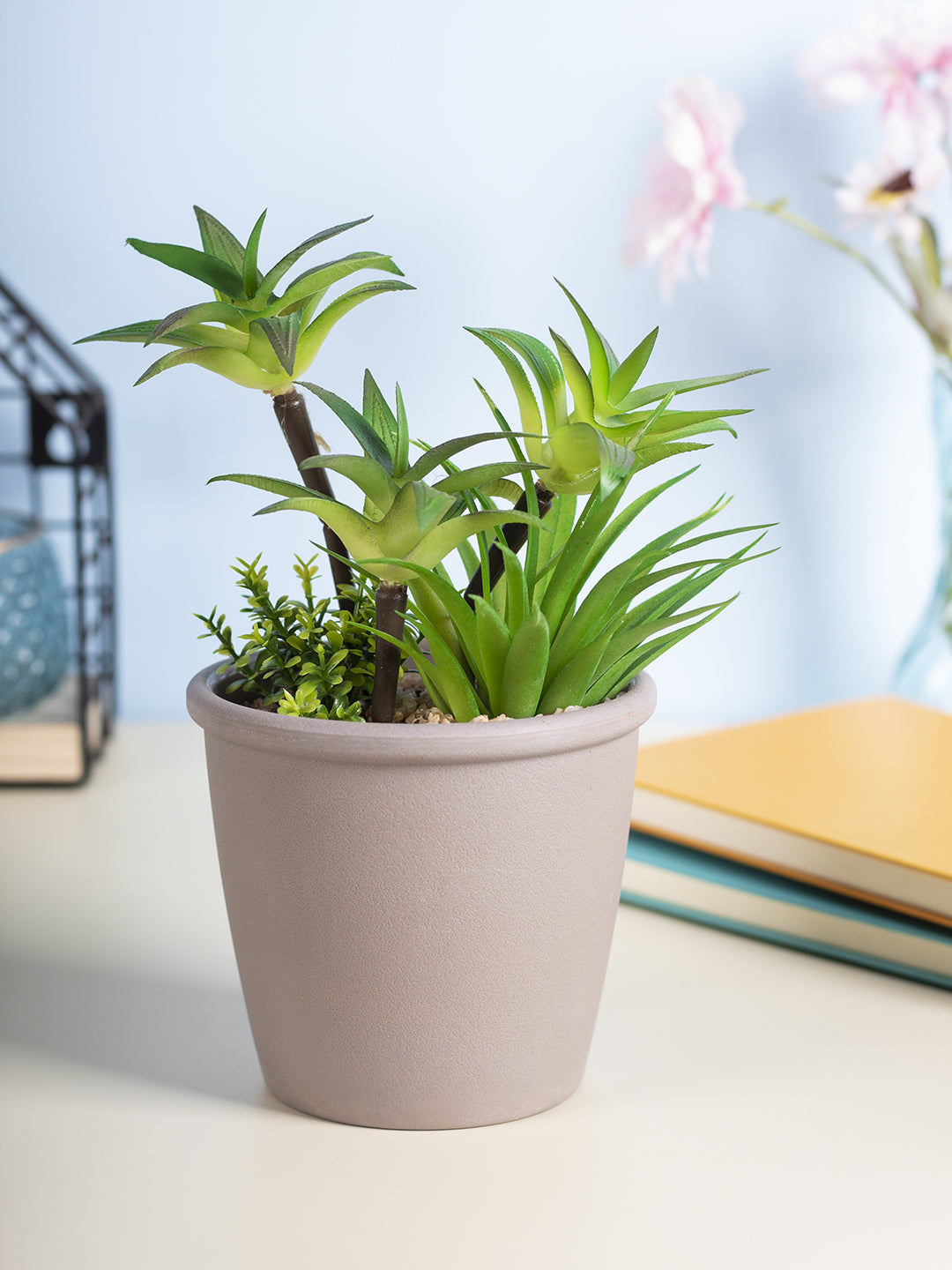 VON CASA Fake Mini Succulent Plant Pot