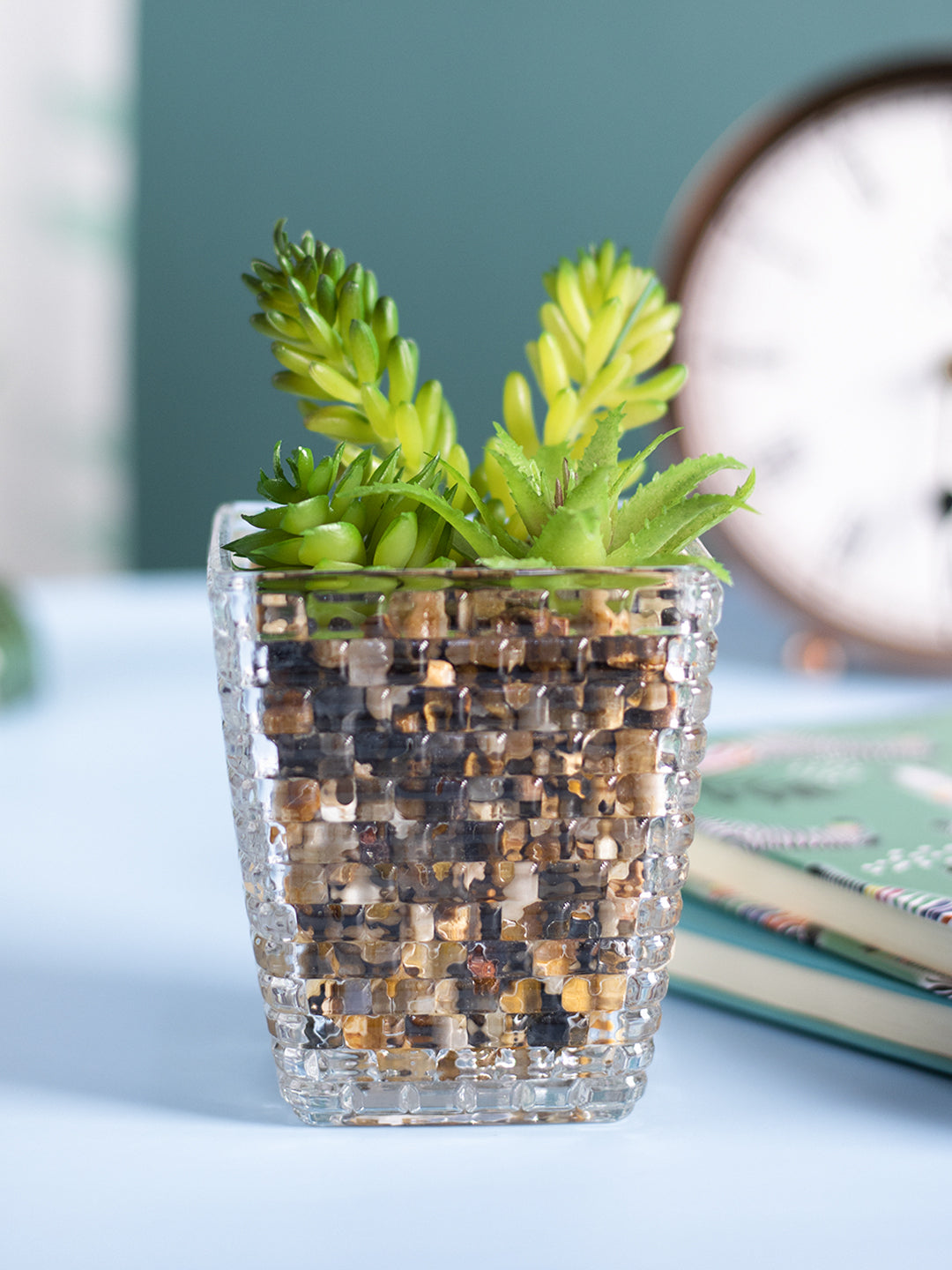 succulent plant transparent VON CASA Fake Mini Succulent Plant With Transparent Pot