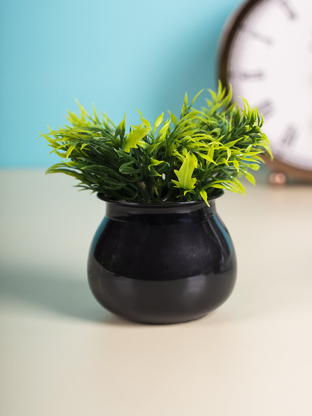 VON CASA Plastic Flower With Pot - Black