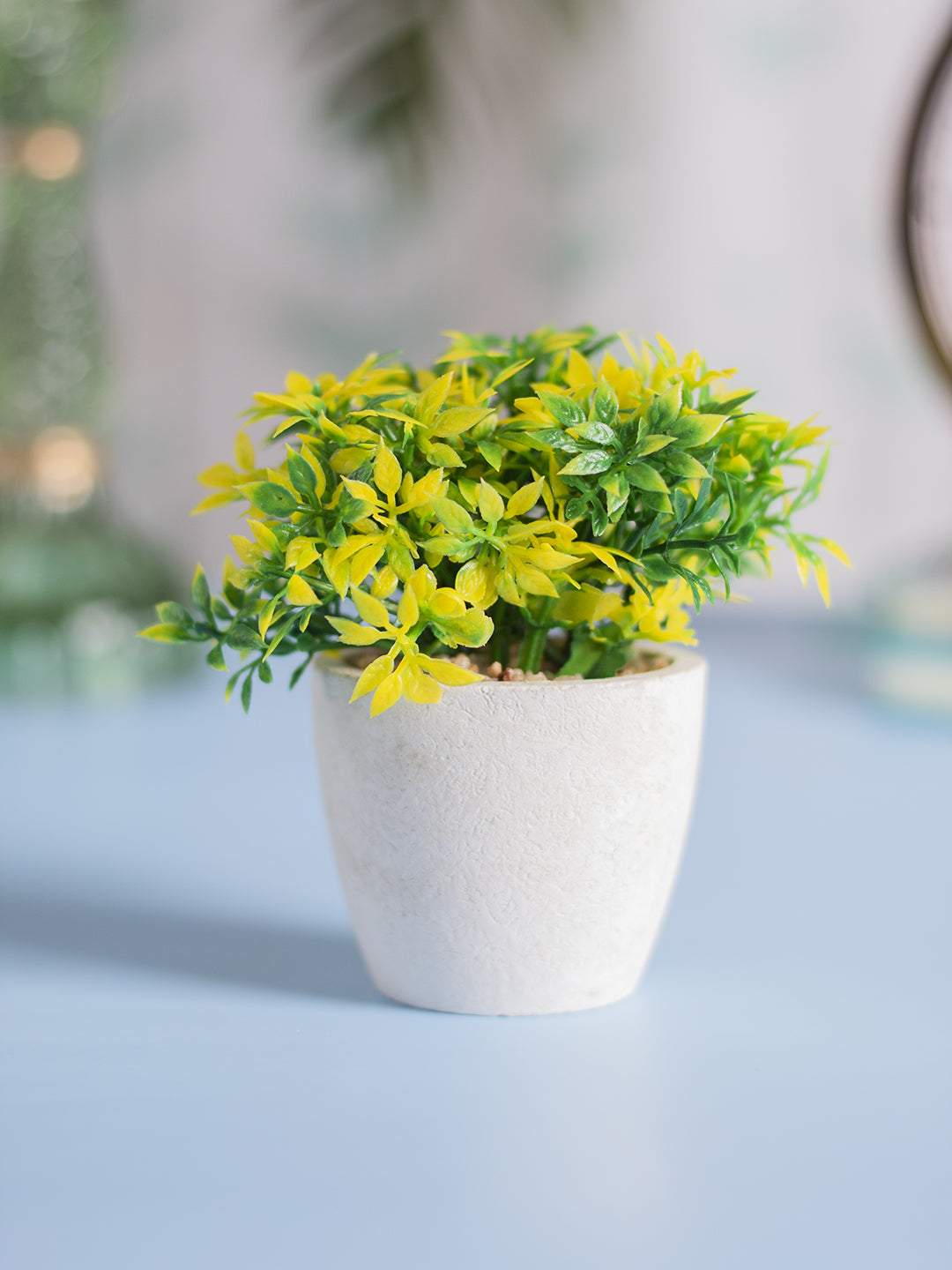 VON CASA Round Plastic small Leaf White Pot