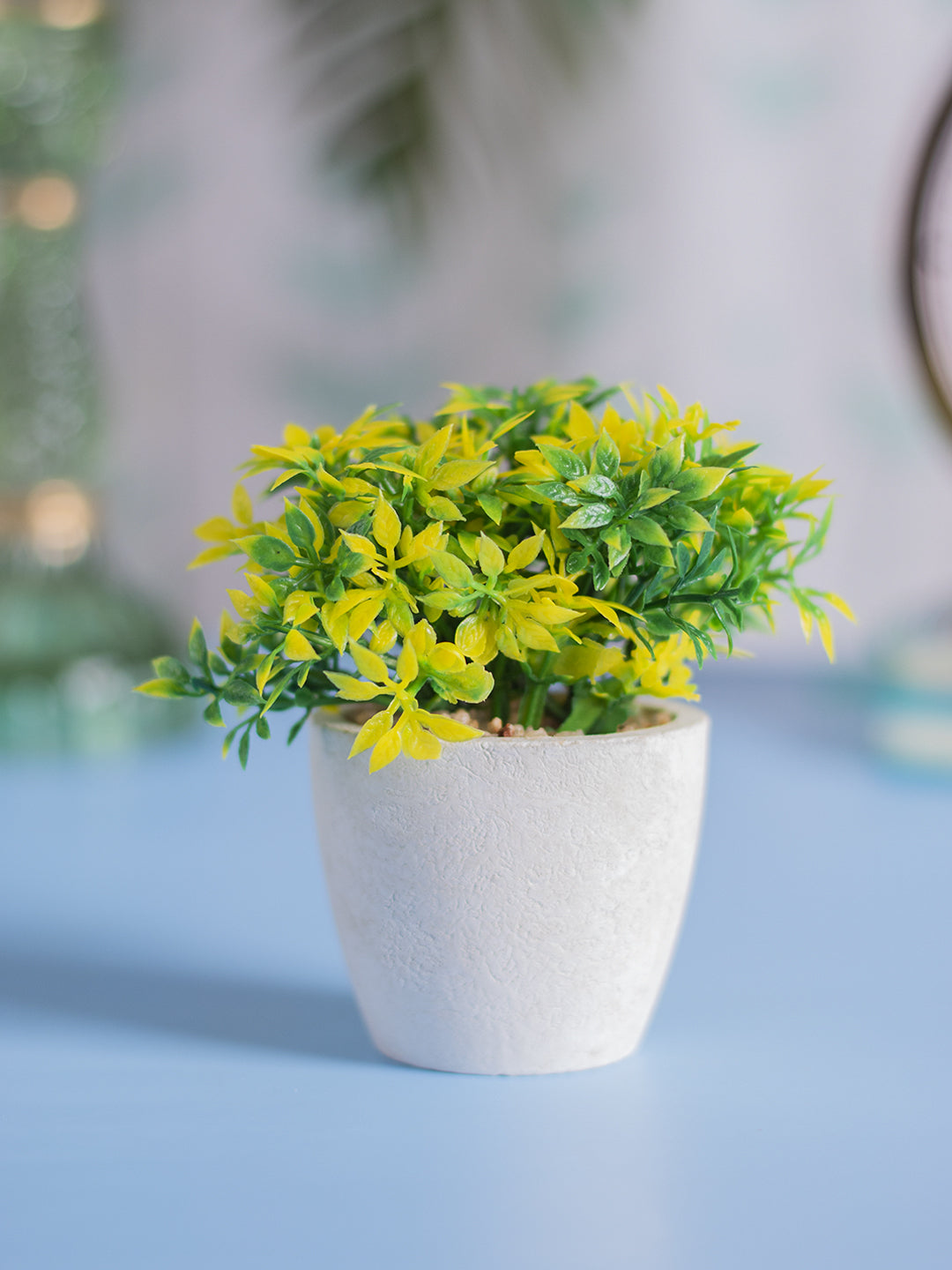 VON CASA Round Plastic small Leaf White Pot