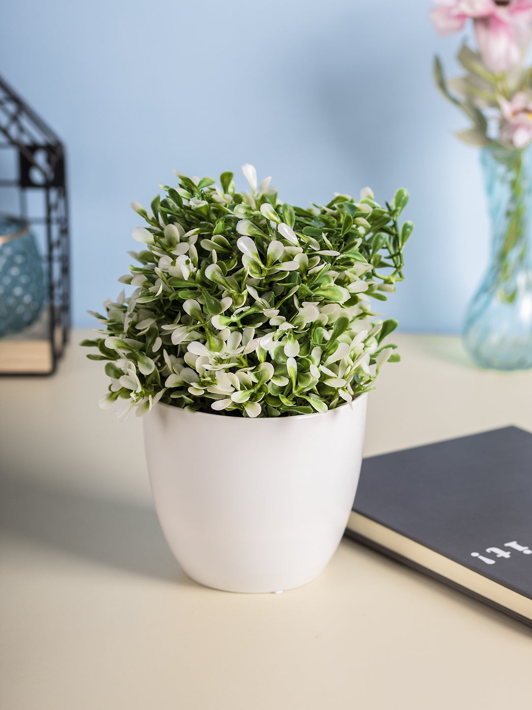 VON CASA Indoor Artificial Plants Potted Planter - White