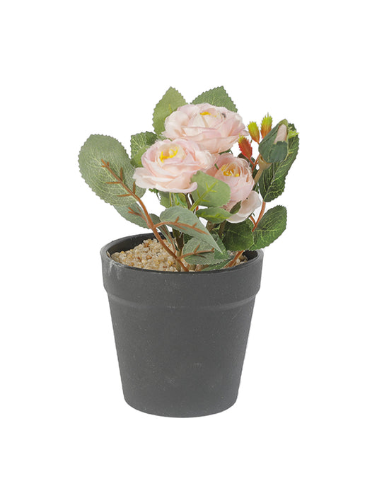 VON CASA Realistic Artificial Bonsai Fake Rose Flower Plant Pot - Black