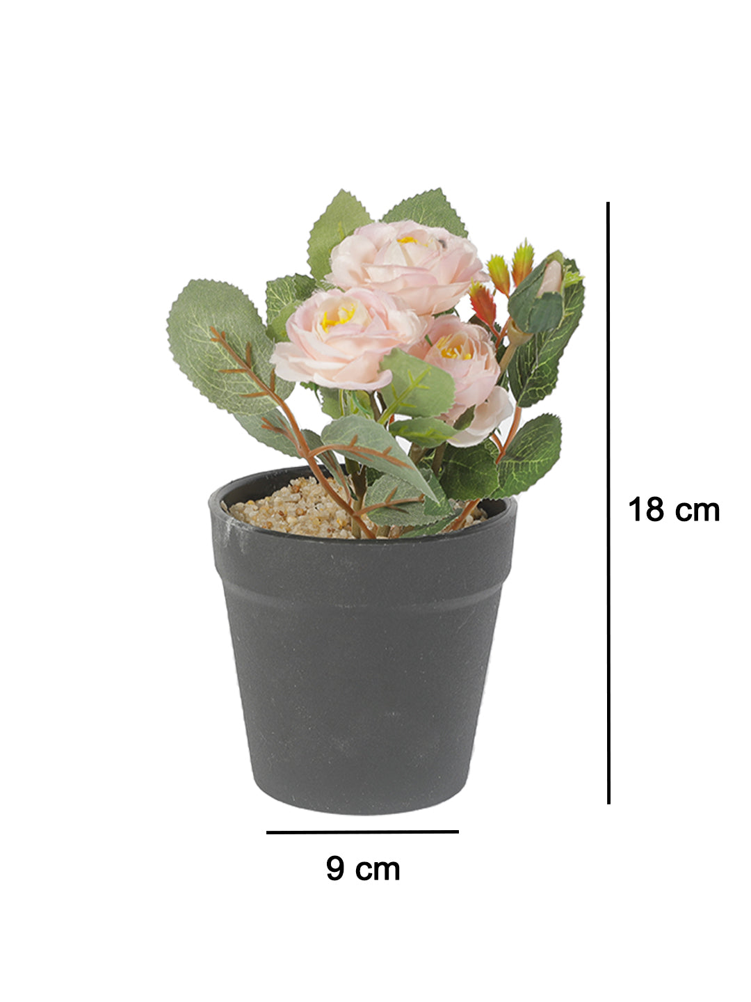 VON CASA Realistic Artificial Bonsai Fake Rose Flower Plant Pot - Black