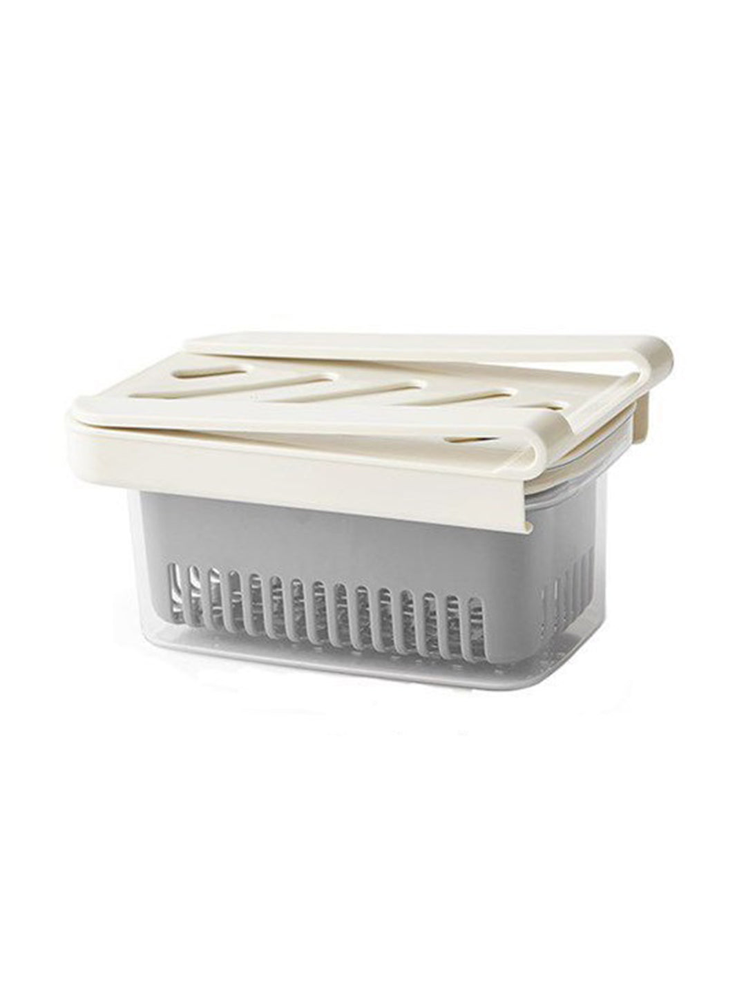 VON CASA Fridge Pull-Out Fruit & Vegetables Space Saver Shelf Holder - Off White