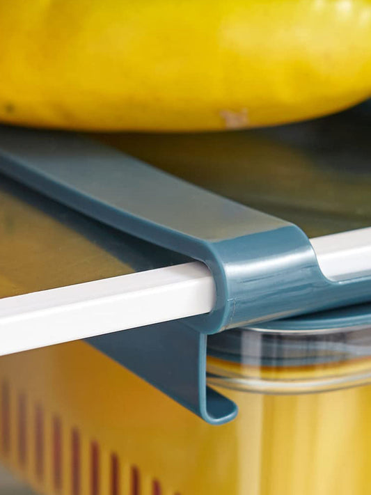 VON CASA Fridge Pull-Out Fruit & Vegetables Space Saver Shelf Holder - Blue & Grey