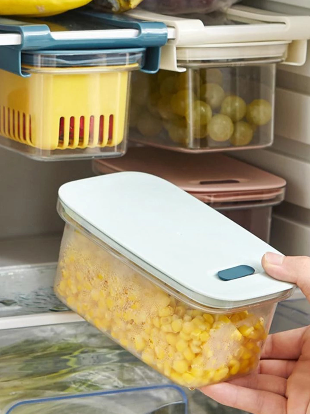 VON CASA Fridge Pull-Out Fruit & Vegetables Space Saver Shelf Holder - Off White