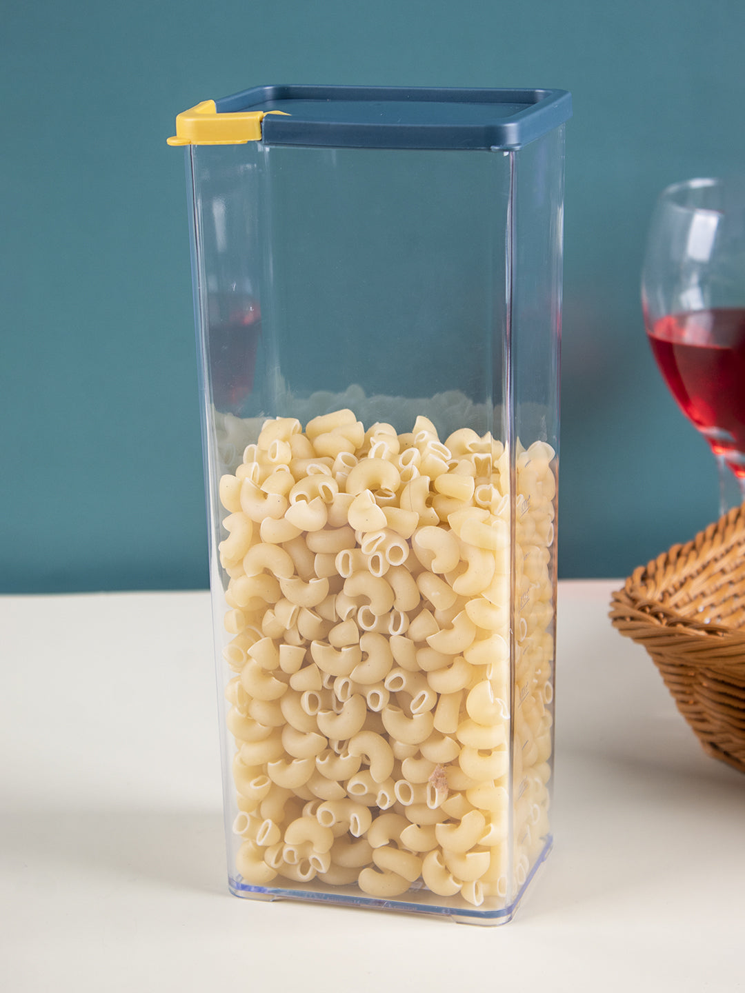 VON CASA Tall Plastic Cereal Dispenser Jar With Lid - Dark Green