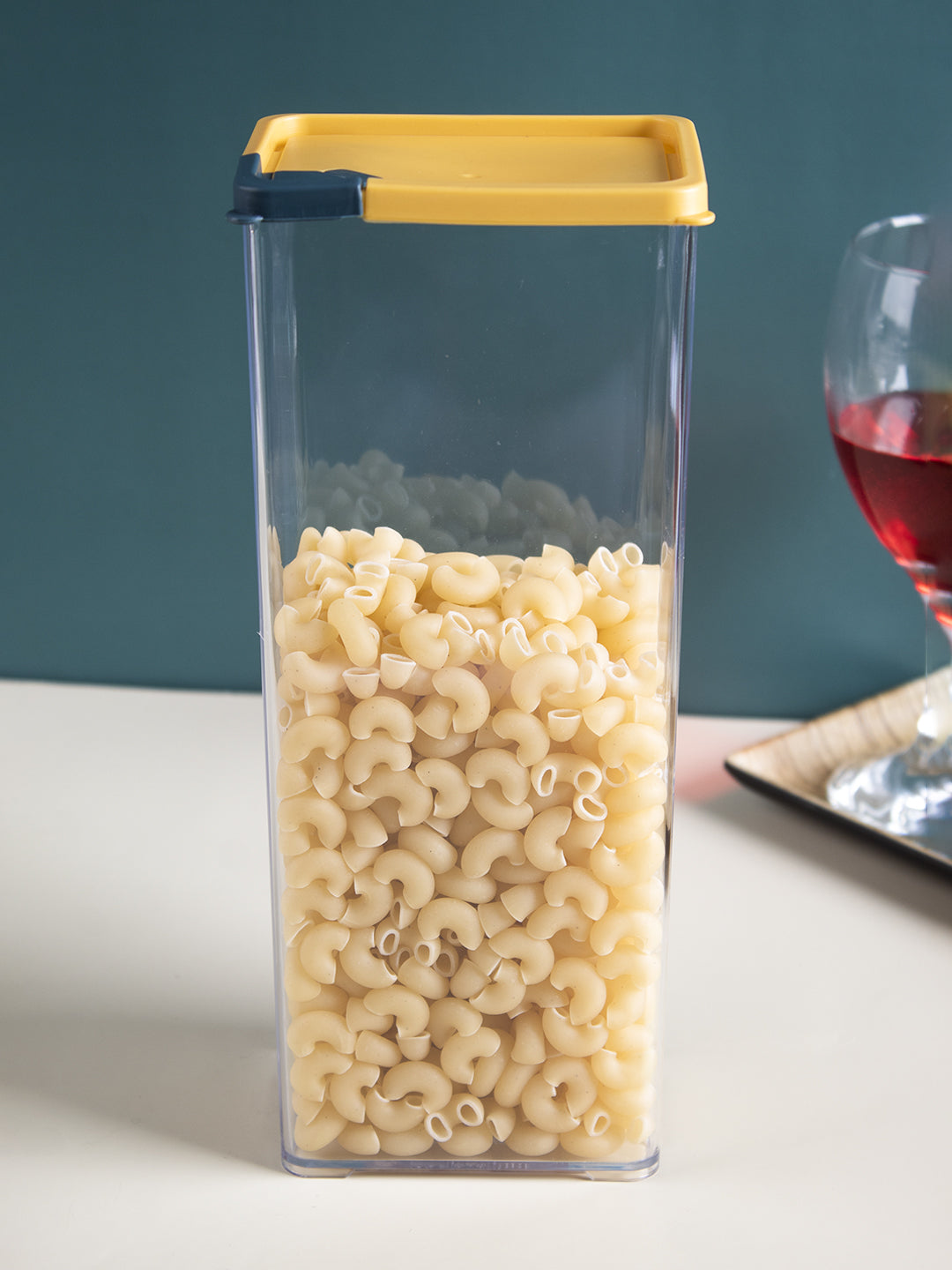VON CASA Tall Plastic Cereal Dispenser Jar With Lid - Yellow