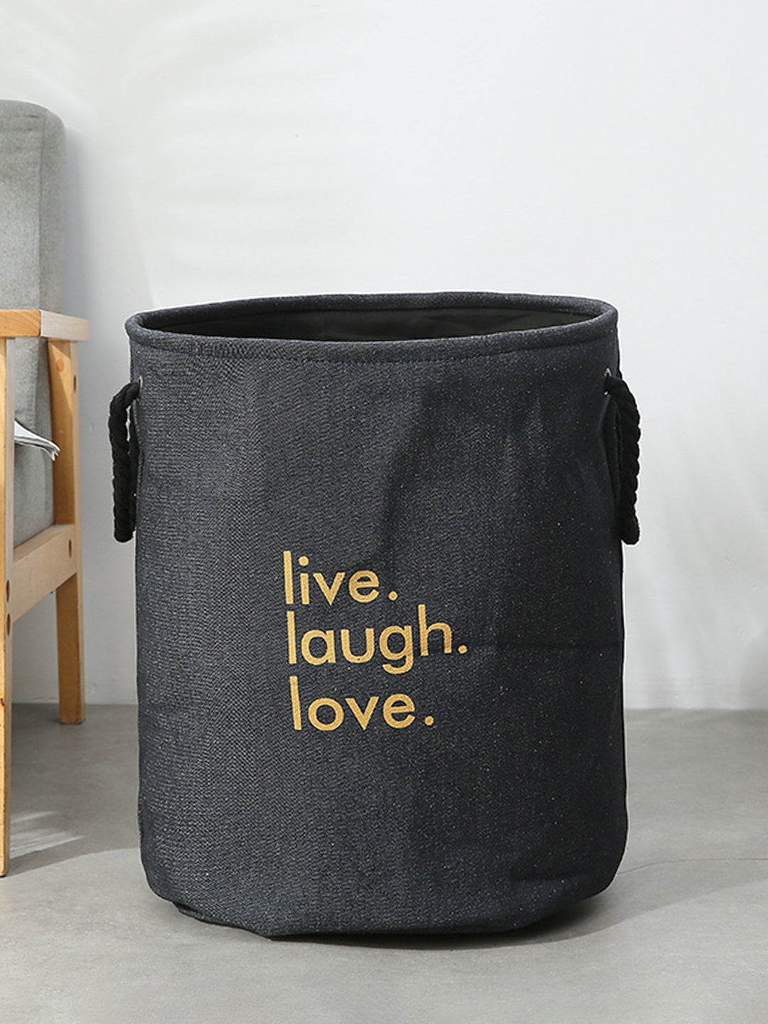 VON CASA Canvas Laundry Storage Basket - 80 Litre - Black