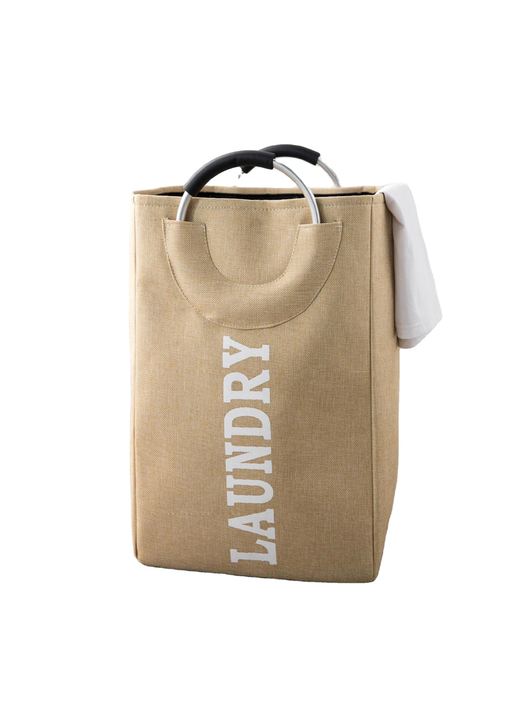 VON CASA Large Canvas Laundry Basket With Handle - 50 Litre - Beige