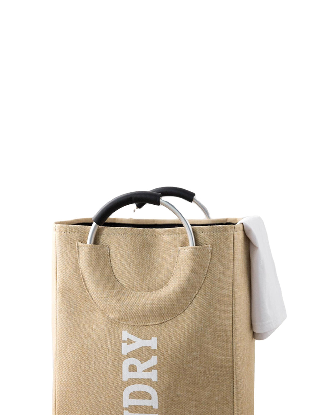 VON CASA Large Canvas Laundry Basket With Handle - 50 Litre - Beige