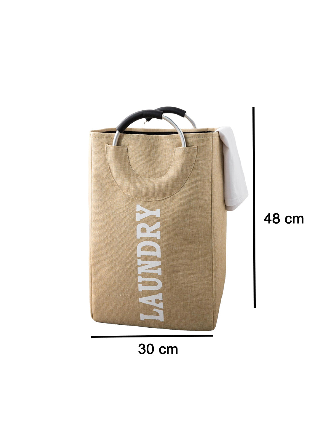 VON CASA Large Canvas Laundry Basket With Handle - 50 Litre - Beige