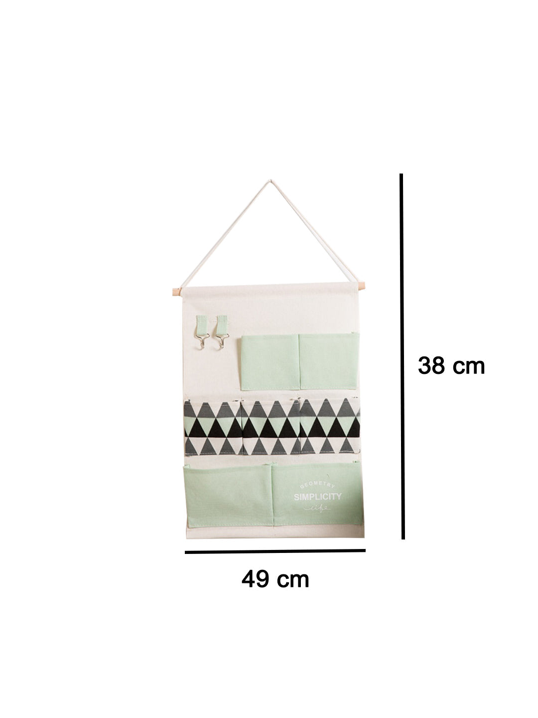 VON CASA Wall Hanging Storage Bag With 7 Pockets And Key Hook - Green