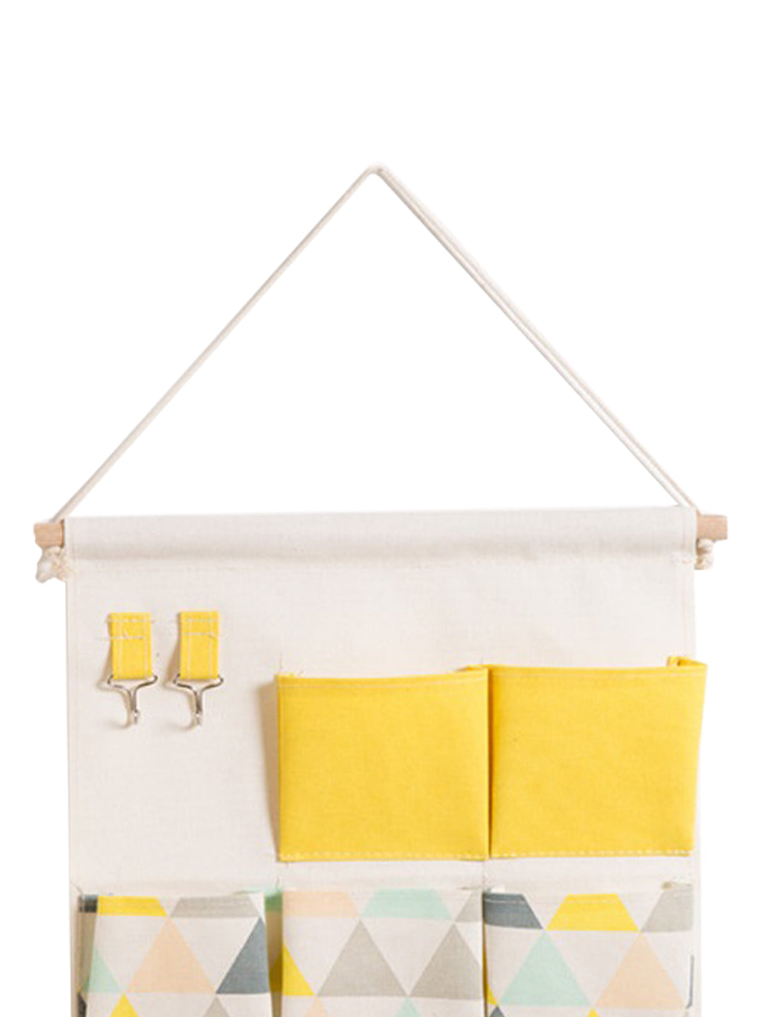 VON CASA Wall Hanging Storage Bag With 7 Pockets And Key Hook - Yellow