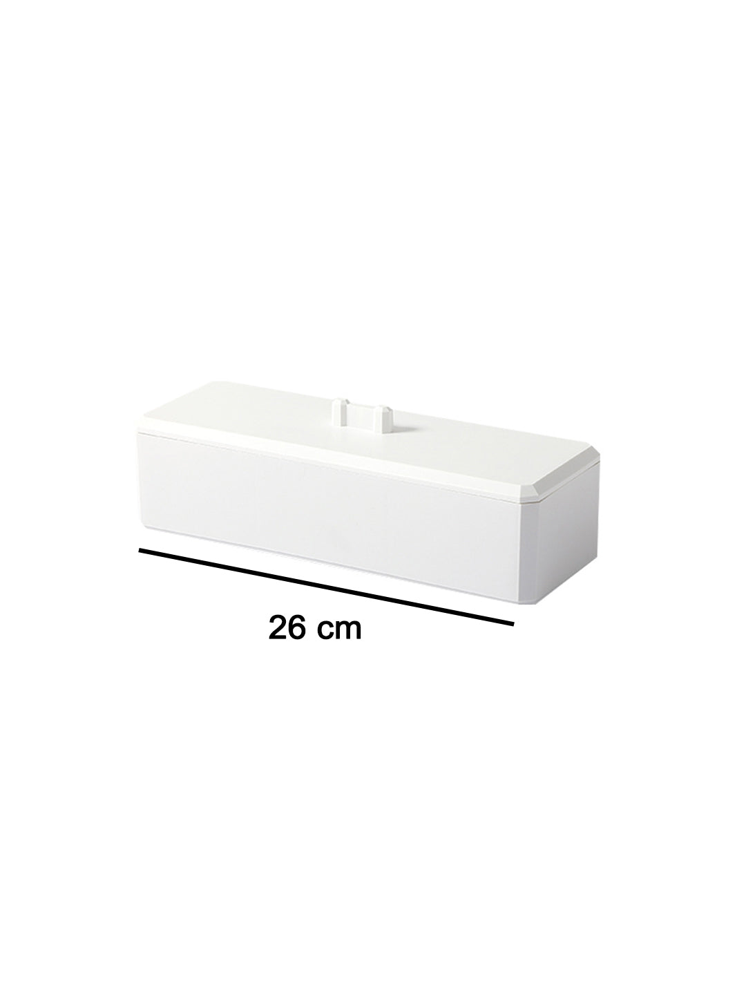 VON CASA White Makeup Organizer Container With Lid - 26X8.5X7Cm