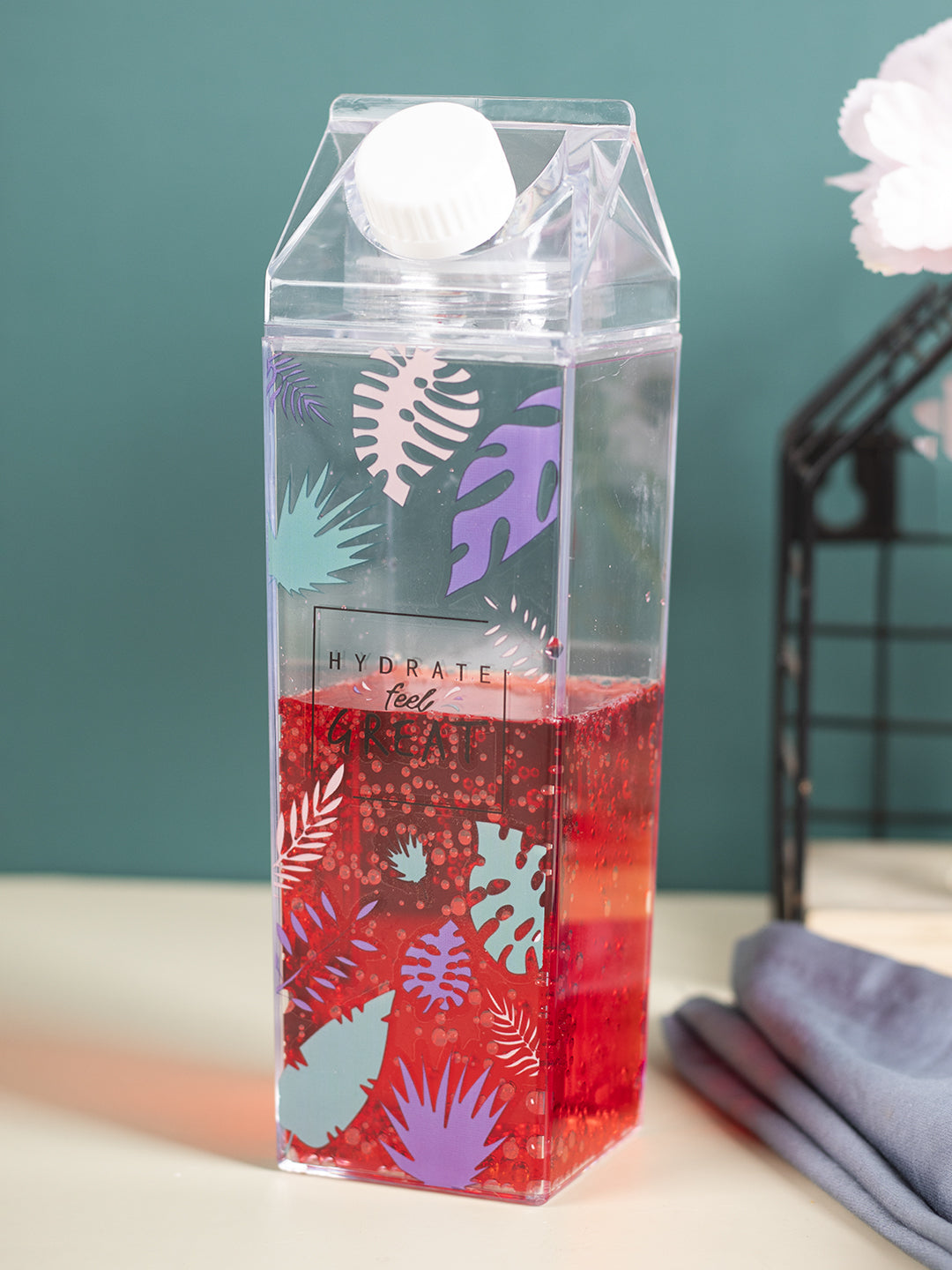 VON CASA "HYDRATE feel GREAT" Plastic Juice Bottles - 500Ml, Transparent
