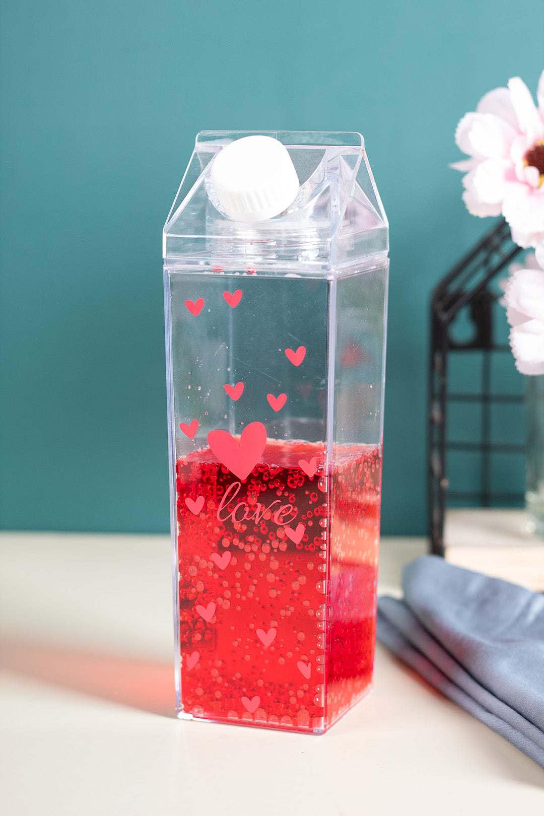 VON CASA "LOVE" Plastic Juice Bottles - 500Ml, Transparent