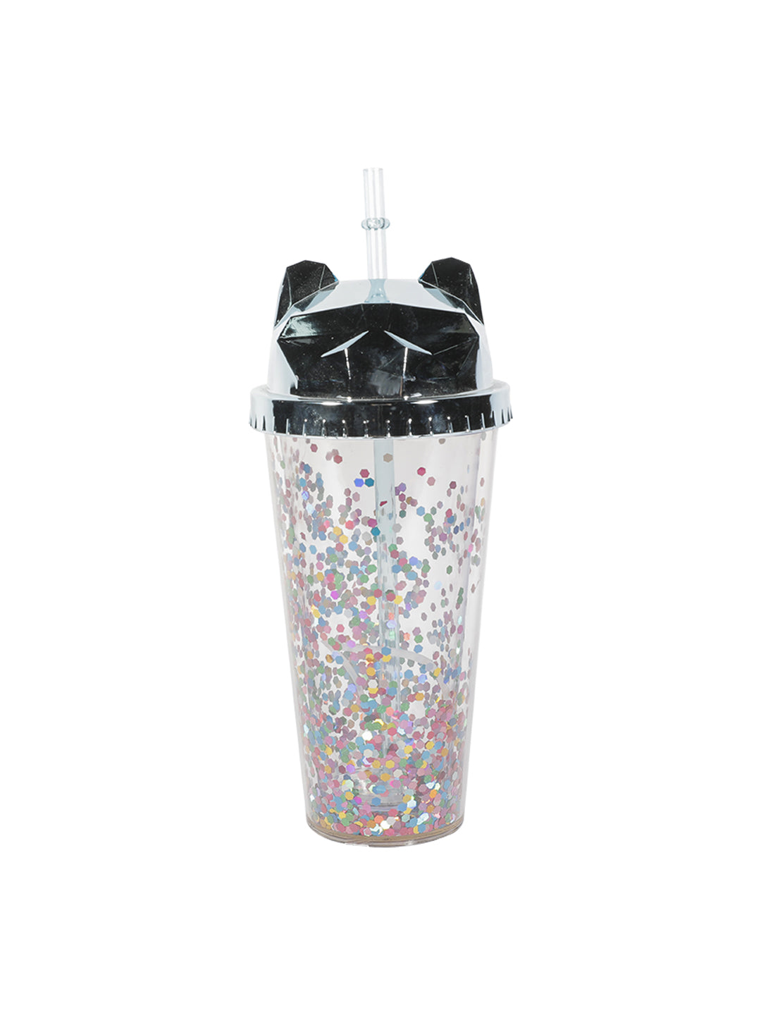 VON CASA 380Ml Silver Cat Ear Travel Sipper With Straw