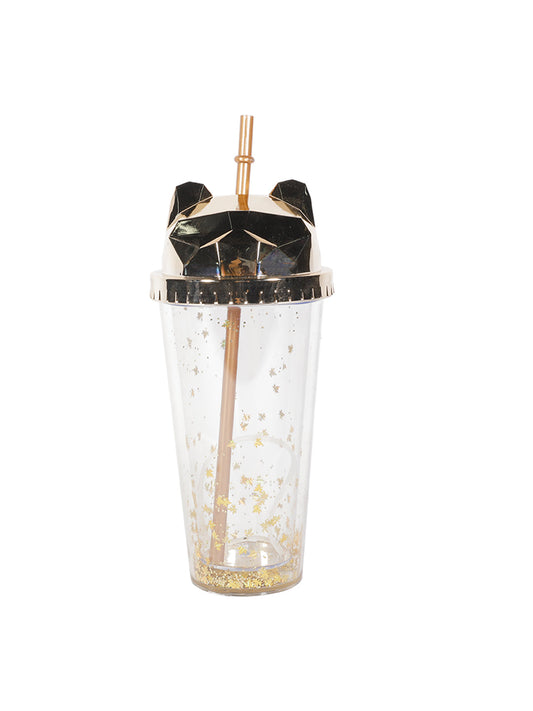 VON CASA 380Ml Golden Cat Ear Travel Sipper With Straw