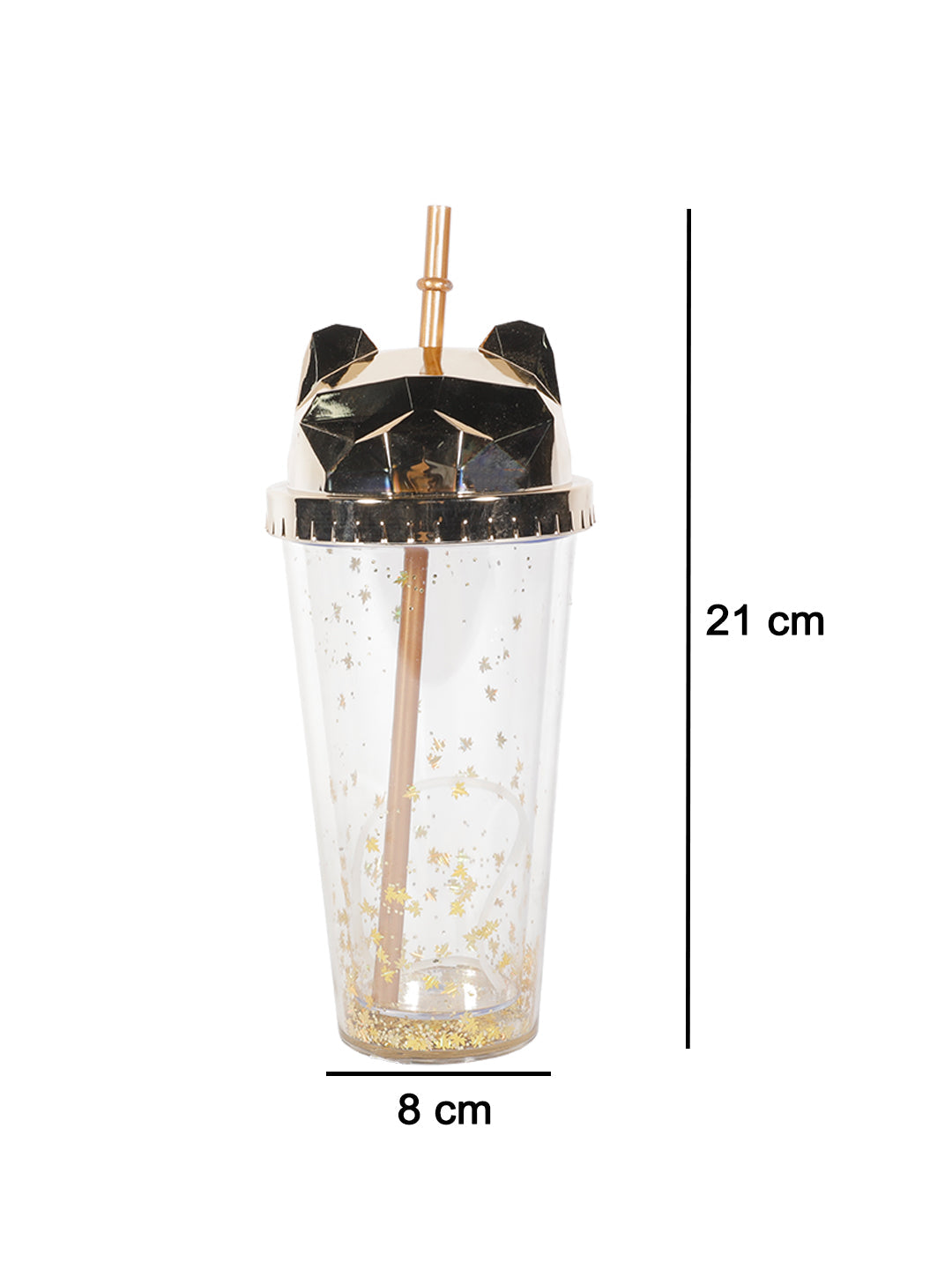 VON CASA 380Ml Golden Cat Ear Travel Sipper With Straw