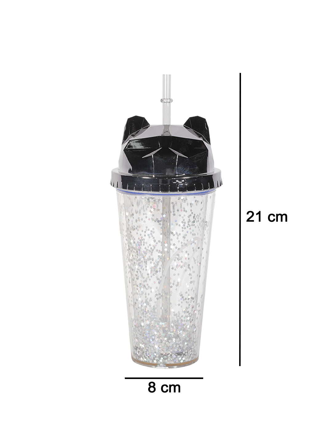 VON CASA 380Ml Black Cat Ear Travel Sipper With Straw