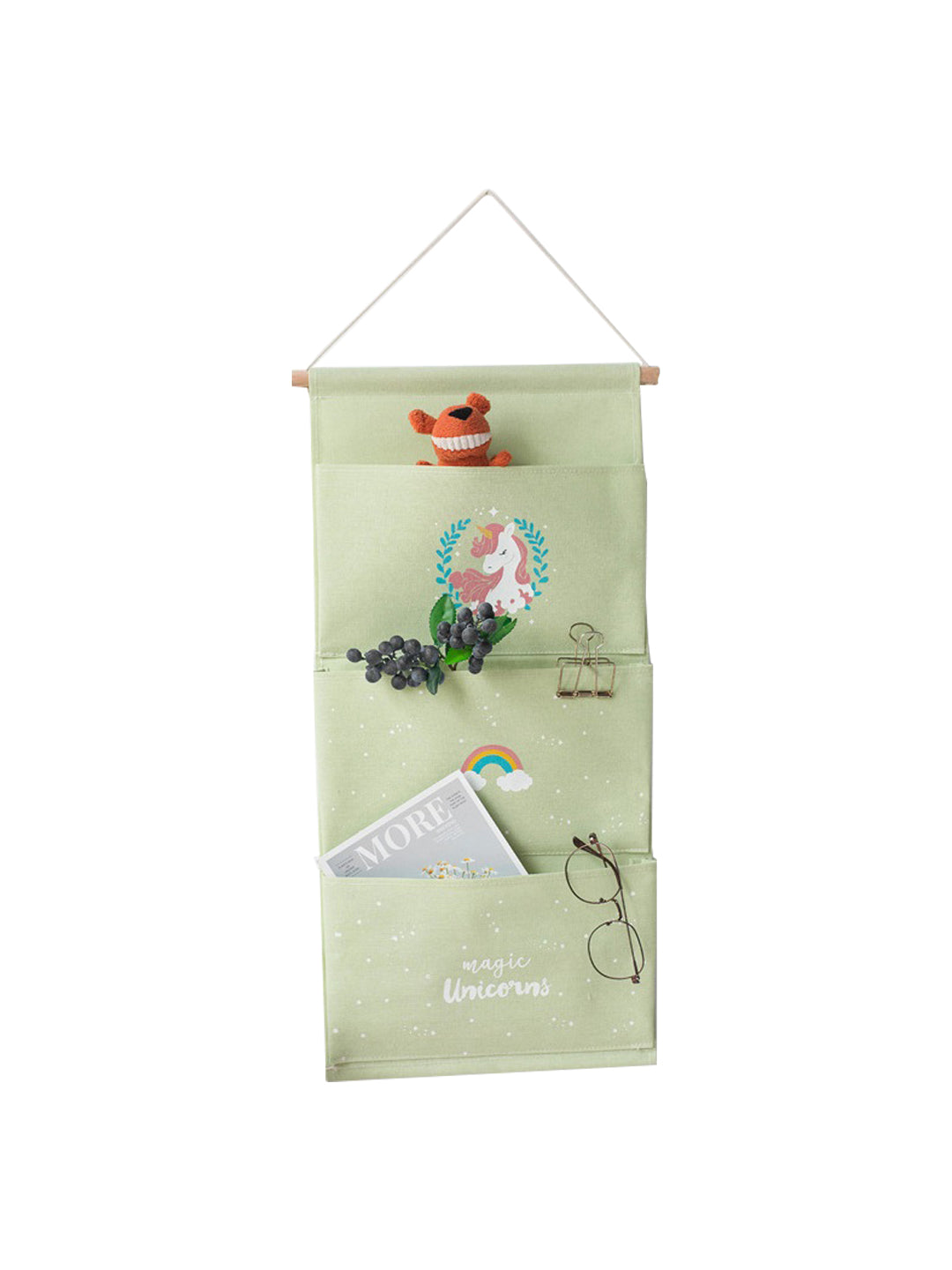 VON CASA Wall Hanging Storage Bag With 3 Pocket And Key Hook - Blue