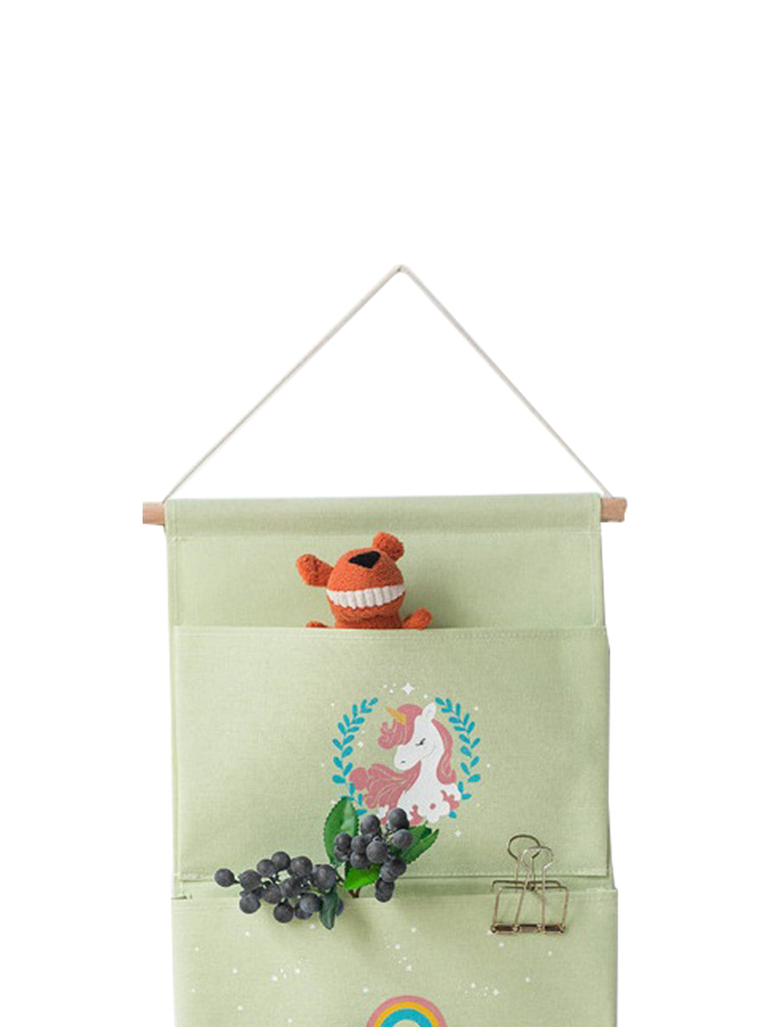 VON CASA Wall Hanging Storage Bag With 3 Pocket And Key Hook - Blue