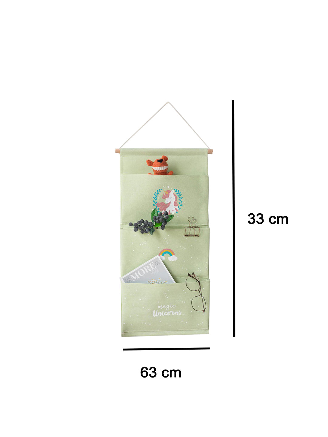 VON CASA Wall Hanging Storage Bag With 3 Pocket And Key Hook - Blue