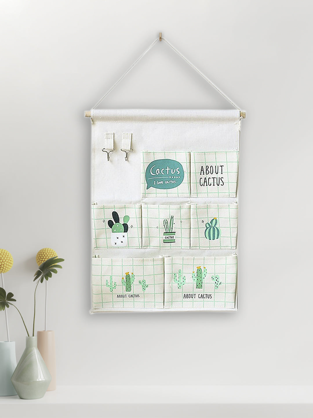VON CASA Rectangular Canvas Wall Organizer - White
