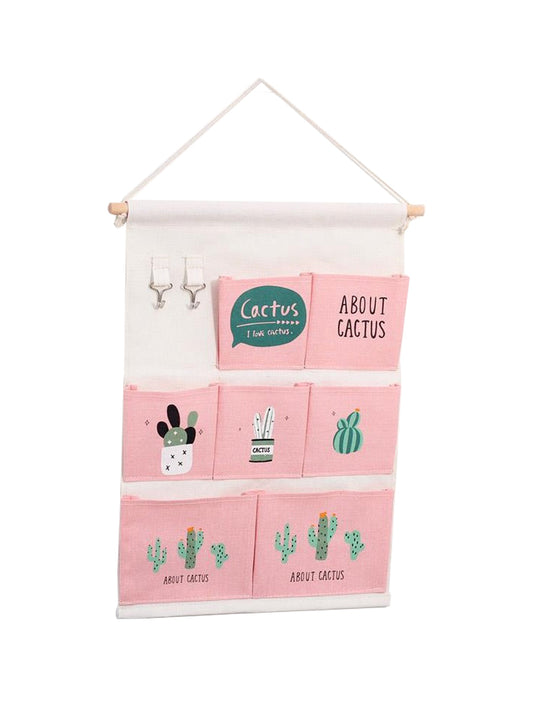 VON CASA Rectangular Canvas Wall Organizer - Pink