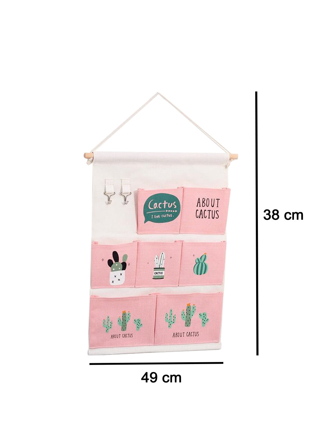 VON CASA Rectangular Canvas Wall Organizer - Pink