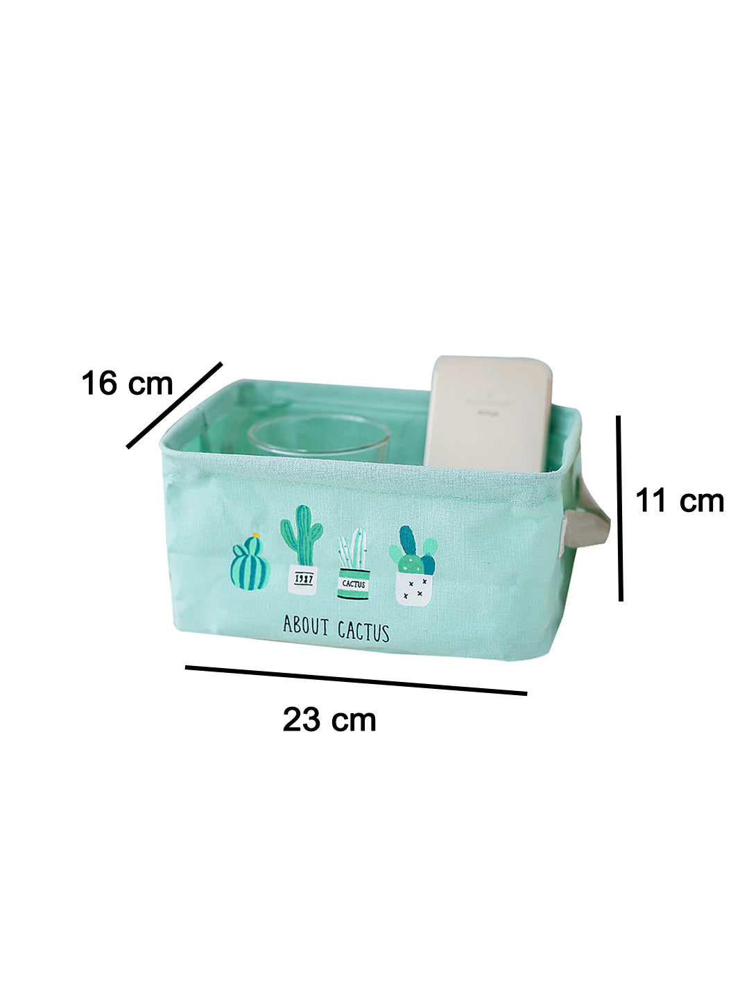 VON CASA Canvas Fabric Storage Bin With Handles - Green