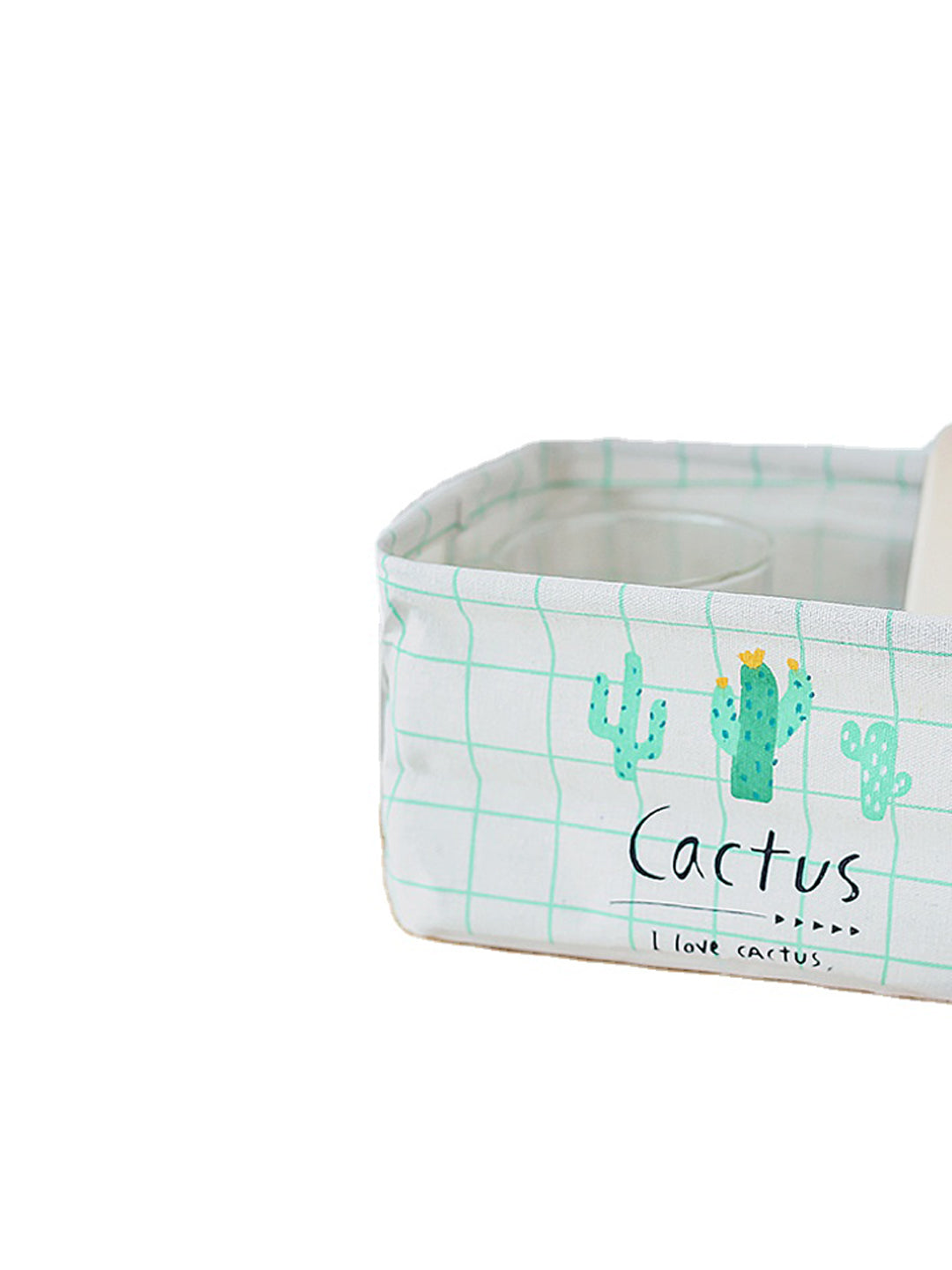 VON CASA Canvas Fabric Storage Bin With Handles - White