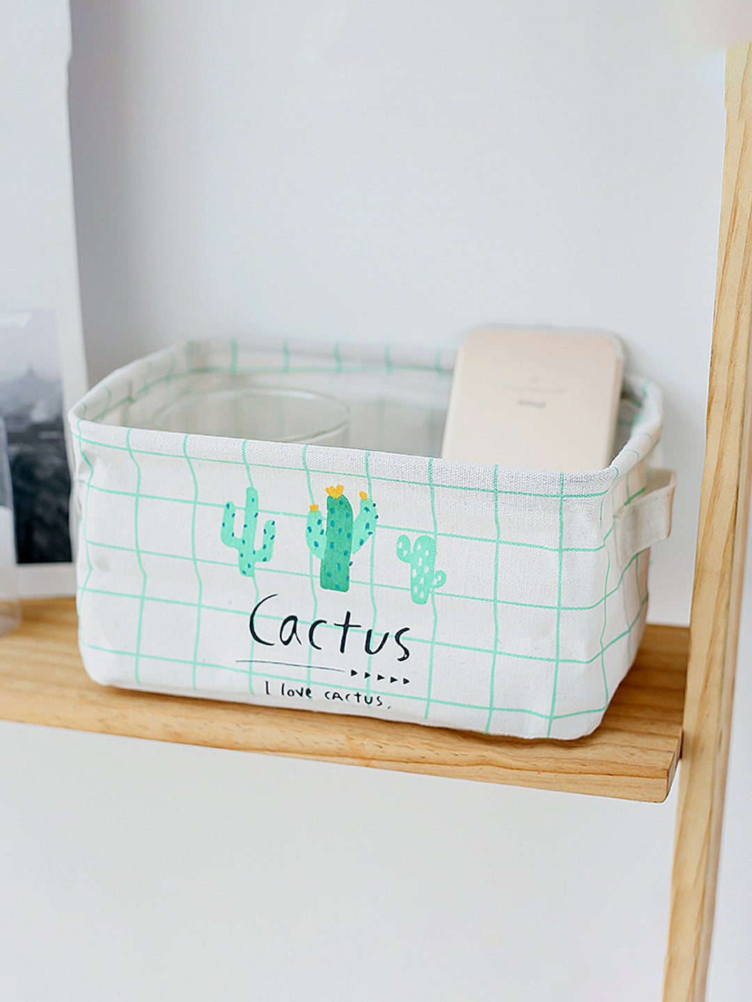 VON CASA Canvas Fabric Storage Bin With Handles - White