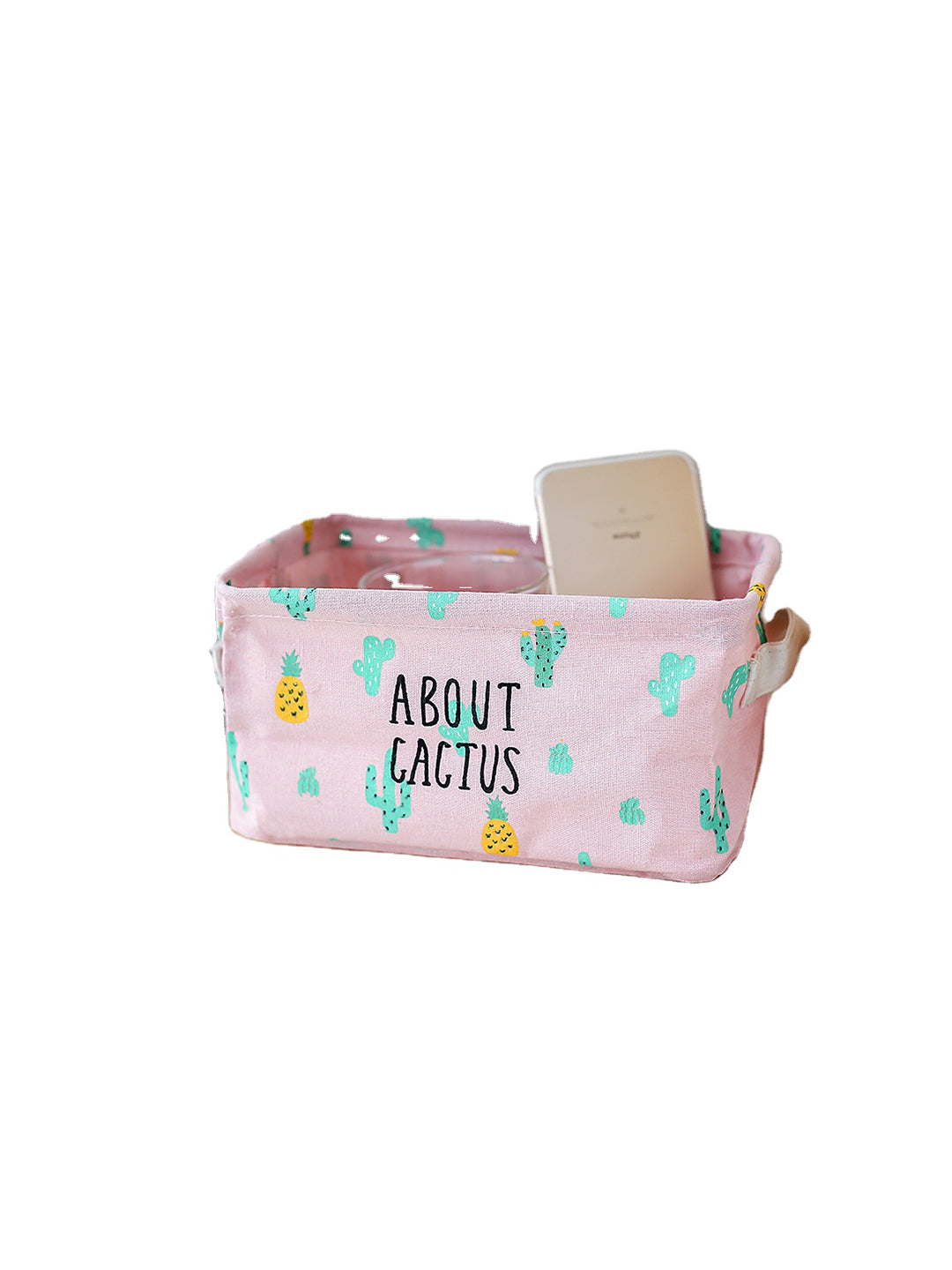 VON CASA Canvas Fabric Storage Bin With Handles - Pink
