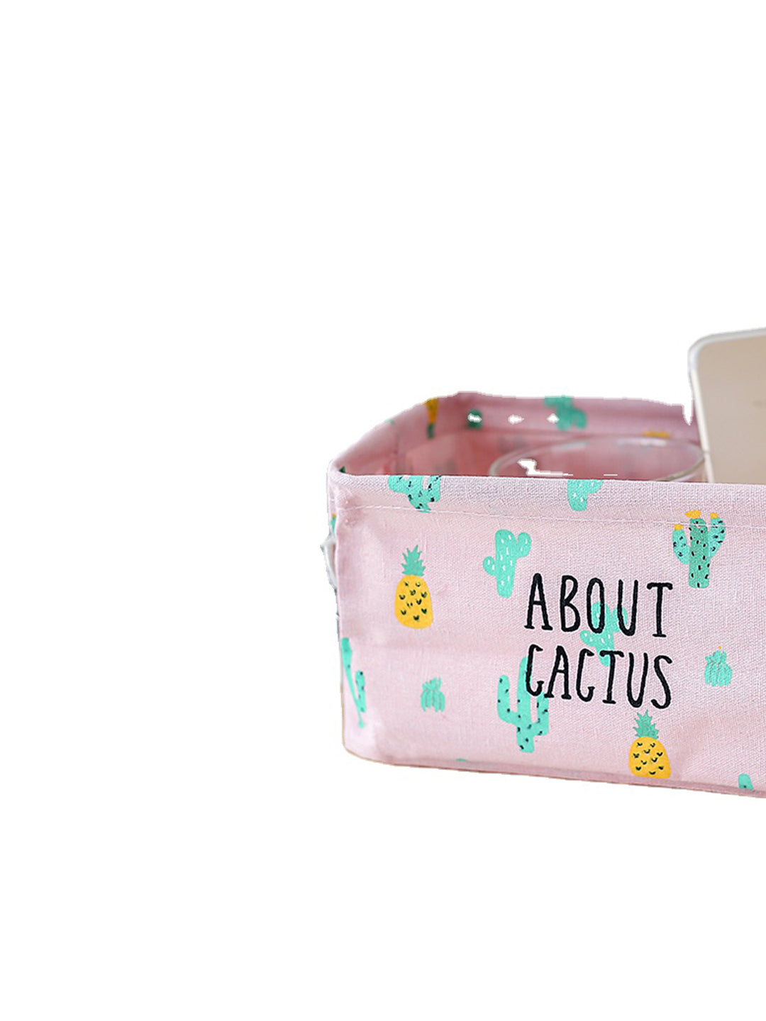 VON CASA Canvas Fabric Storage Bin With Handles - Pink