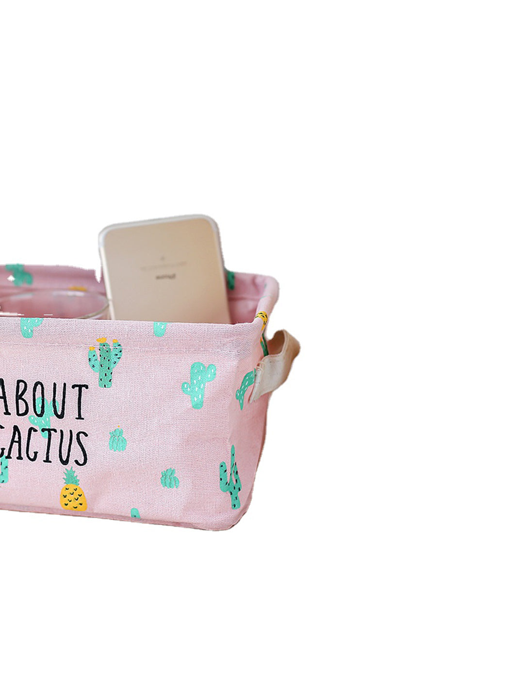 VON CASA Canvas Fabric Storage Bin With Handles - Pink