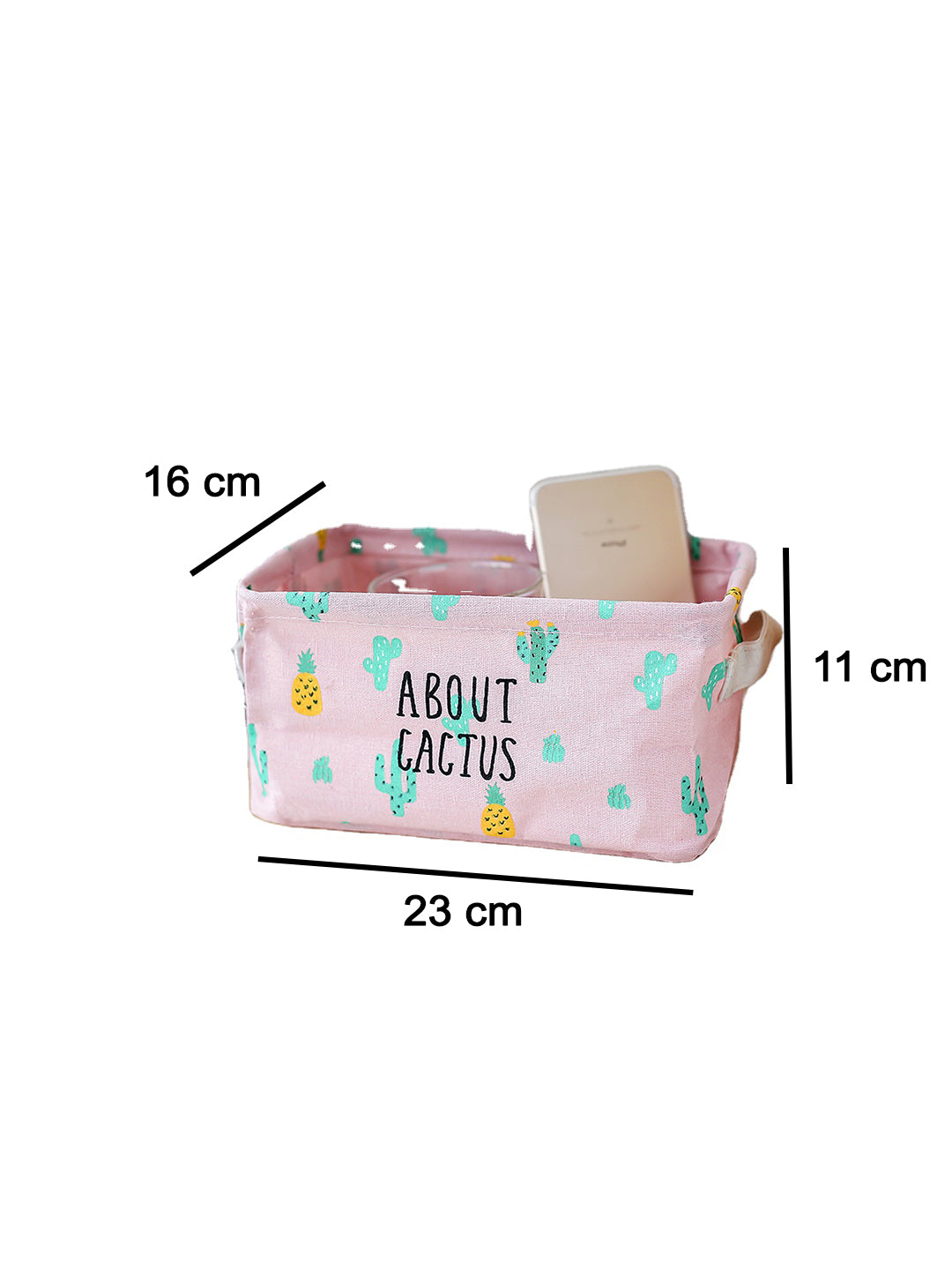 VON CASA Canvas Fabric Storage Bin With Handles - Pink