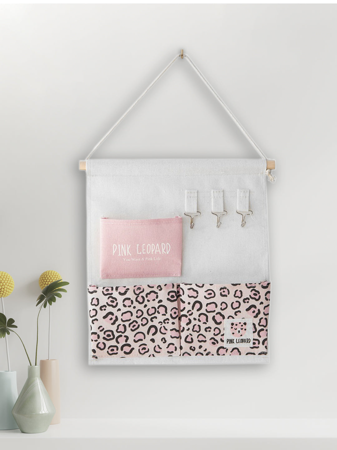 VON CASA Storage Pockets Wall Door Hanging Organizer 3 And Key Hook - Multicolor