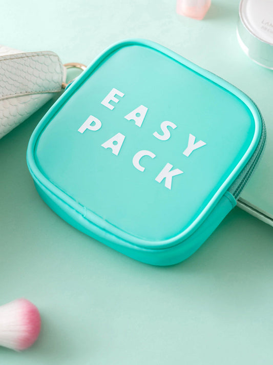 VON CASA Square Plastic Travel Pouch - Easy Pack - Blue