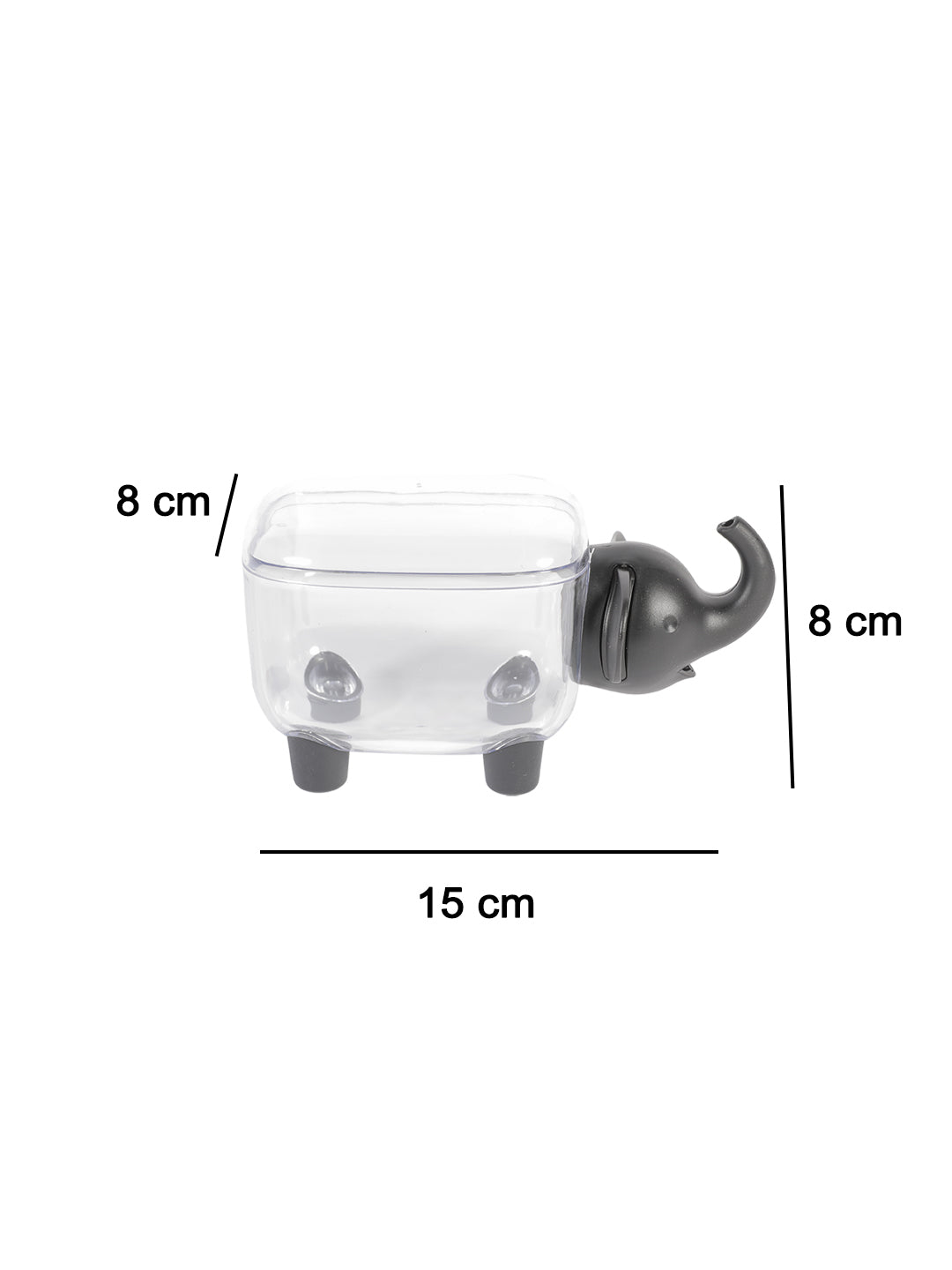 VON CASA Elephant Shaped Plastic Box - 15X8X8Cm - Black
