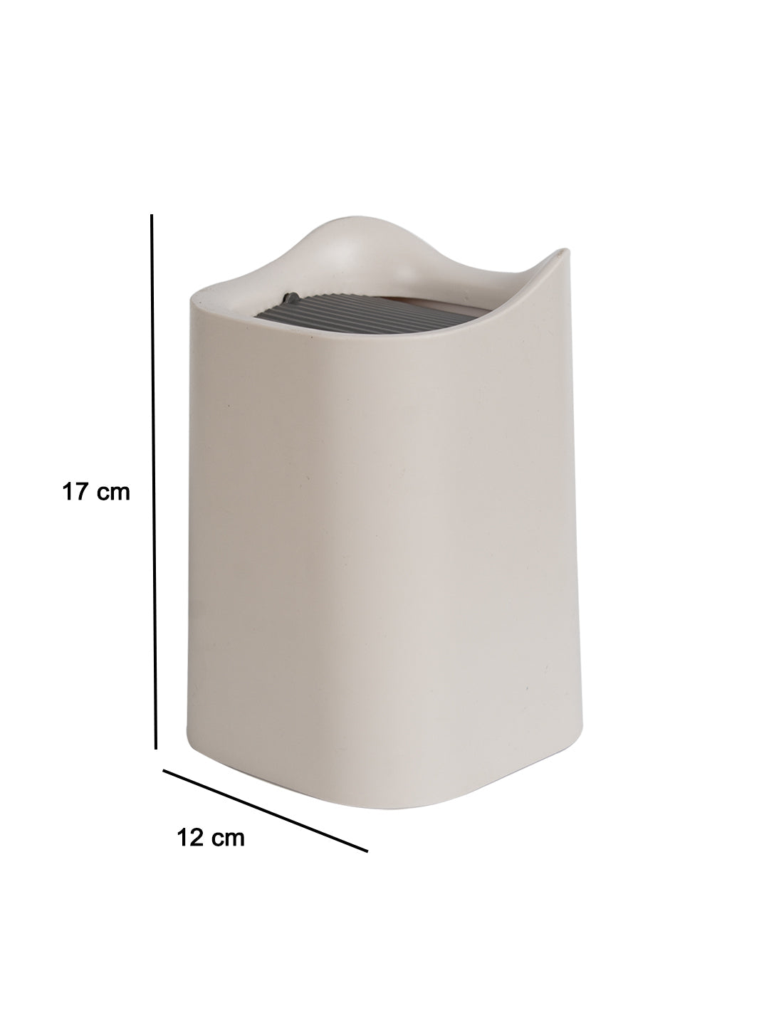 VON CASA Modern Table Dustbin - 1500ml, Cream Grey