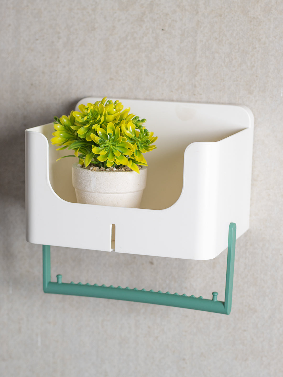 VON CASA Bathroom Storage Rack With Towel Bar - White