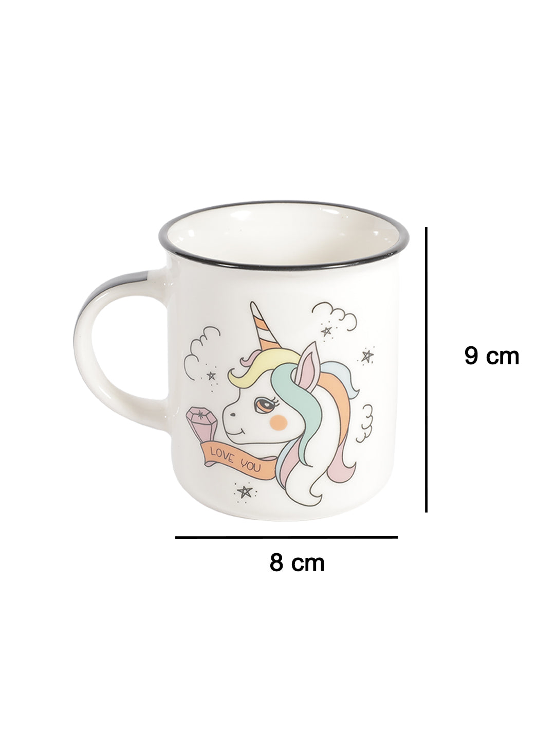 VON CASA 350Ml Kids Unicorn "LOVE YOU" Mug - White